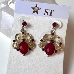 Red Gold Dangle Earrings